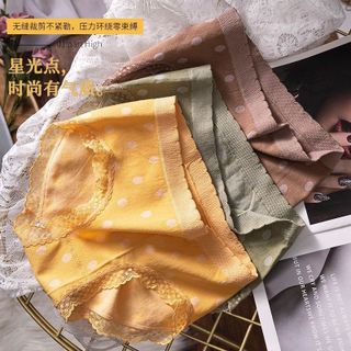Quần Lót Cotton Dệt Kim Chấm Bi Viền Ren Xinh Xắn