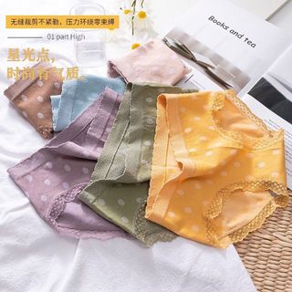 Quần Lót Cotton Dệt Kim Chấm Bi Viền Ren Xinh Xắn