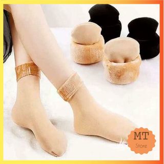 Tất vớ lót lông giữ nhiệt 2 màu da đen siêu ấm