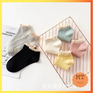 TẤT VỚ NỮ CỔ NGẮN LEN GÂN PHỐI CỔ BÈO NHÚN PHONG CÁCH HÀN QUỐC CHO NỮ