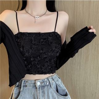 Áo bra nữ ren hoa hồng công chúa thêu nổi 2 dây thun lưng co giãn dáng lửng croptop hot trend 586