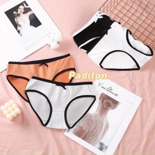 Quần lót nữ cotton cạp nơ viền đen dễ thương