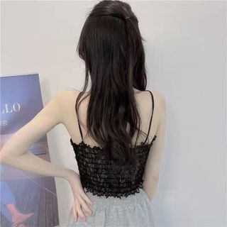 Áo bra nữ ren hoa hồng công chúa thêu nổi 2 dây thun lưng co giãn dáng lửng croptop hot trend 586