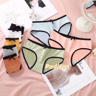 Quần lót nữ cotton cạp nơ viền đen dễ thương