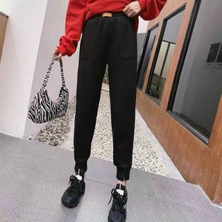 Quần baggy jogger lót lông cạp thun tăm dày dặn siêu ấm 2 màu đen , trắng