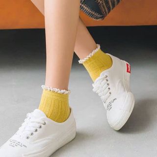 TẤT VỚ NỮ CỔ NGẮN LEN GÂN PHỐI CỔ BÈO NHÚN PHONG CÁCH HÀN QUỐC CHO NỮ