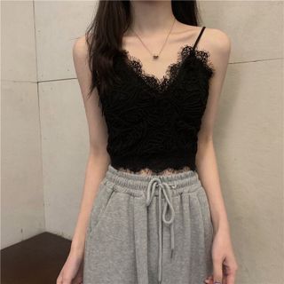 Áo bra áo 2 dây ren thừng dáng croptop sexy