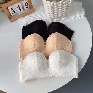 Áo Lót Nữ Ren Cúp Ngực Chống Tụt Không Dây Nâng Ngực Tạo Khe Đệm Dày Cao Cấp 158