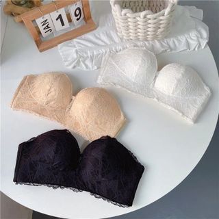 Áo Lót Nữ Ren Cúp Ngực Chống Tụt Không Dây Nâng Ngực Tạo Khe Đệm Dày Cao Cấp 158