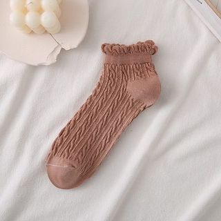 Tất vớ ren cổ bèo chất liệu len vặn thừng màu trơn thoáng khí chống hôi chân cho nữ