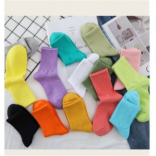 Tất Vớ Cổ Cao Nữ Hàn Quốc Trơn Nhiều Màu Sắc