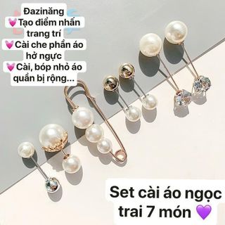 Set 7 cài áo nữ đính đá ghim gim cài áo quần đính ngọc cao cấp thời trang