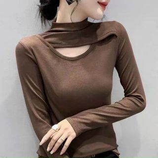 Áo giữ nhiệt cổ 3 phân chất liệu len tăm khoét cổ cách điệu 239