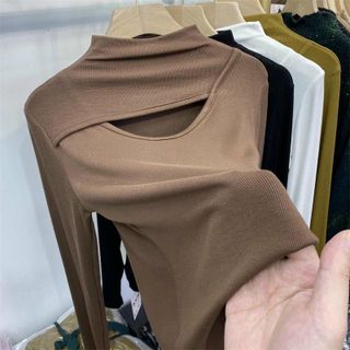 Áo giữ nhiệt cổ 3 phân chất liệu len tăm khoét cổ cách điệu 239