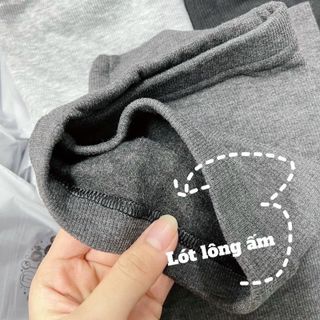 Quần legging len tăm lót lông giữ nhiệt cho nữ 3 màu xám nhạt / xám đậm / đen