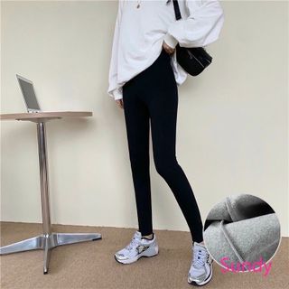 Quần legging len tăm lót lông giữ nhiệt cho nữ 3 màu xám nhạt / xám đậm / đen