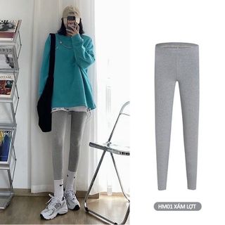 Quần legging len tăm lót lông giữ nhiệt cho nữ 3 màu xám nhạt / xám đậm / đen