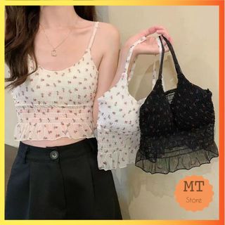 Áo lót nữ, bra ren , voan lụa hoa nhí chun lưng phong cách tiểu thư co giãn tốt