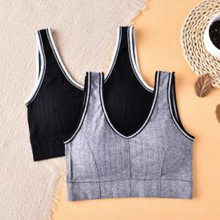 Áo Lót Bra Croptop Dáng Lửng Tập thể Thao Màu Đen / Xám Cao Cấp 1912