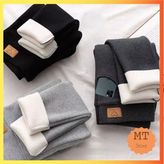 Quần legging lót lông cạp cao, mềm mại siêu ấm