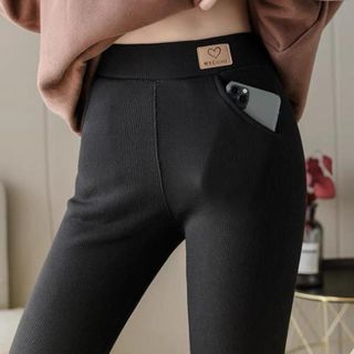 Quần legging lót lông cạp cao, mềm mại siêu ấm