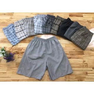 Quần đùi quần short nam kẻ sọc mặc nhà, chơi thể thao chất liệu cotton mát mẻ