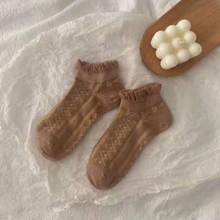 Tất vớ nữ cổ ngắn họa tiết gấu nâu Brown Bear chất cotton dày dặn