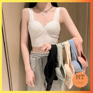 Áo Bra Đúc Su 2 Dây Dáng Lửng Croptop Có Cúp Tròn Nânng Ngực ms 582