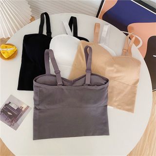 Áo bra 2 dây cao cấp vân tiêu dáng dài có mút nâng ngực dây bản to 828