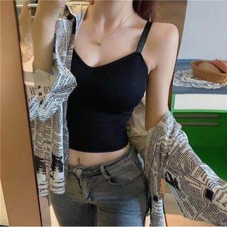 Áo bra 2 dây cao cấp vân tiêu dáng dài có mút nâng ngực dây bản to 828