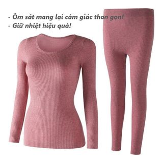 Bộ len tăm giữ nhiệt, áo len nữ , bộ quần áo thu đông nữ , bộ ngủ dài tay HENNY ROE