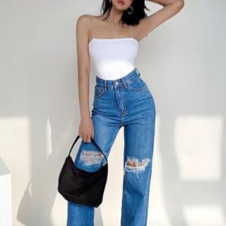 Áo 2 dây croptop sợi bún, áo dây sợ bún