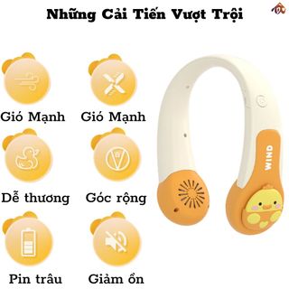 QUẠT ĐEO CỔ MINI KHÔNG CÁNH HÌNH THÚ SIÊU MÁT, BỀN, CHẠY ÊM CTB715 - BECHIP