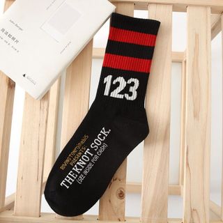 Vớ Tất Cotton Cổ Cao In Số 123 Thời Trang Hàn Quốc