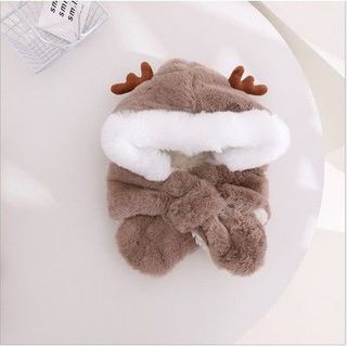 Mũ len lông cho bé trai bé gái kèm khăn chéo 4-8 tuổi hình tuần lộc đáng yêu