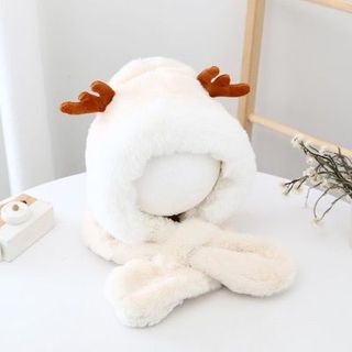 Mũ len lông cho bé trai bé gái kèm khăn chéo 4-8 tuổi hình tuần lộc đáng yêu