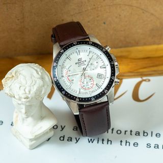 ĐỒNG HỒ NAM CASI0 6 KIM THỜI TRANG NAM DÂY DA SIZE 43MM