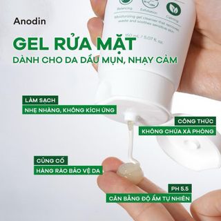 Gel Rửa Mặt Dịu Nhẹ pH 5.5 Anodin Kavakava Calming Gel Cleanser 150ml