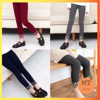 Quần tất legging len hàng Quảng châu viền gấu báo cho bé từ 3 4 5 6 7 8 9 10 11 12 tuổi