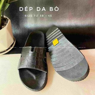 Dép Da Bò Dập Vân Cá Đen