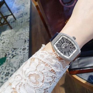 ĐỒNG HỒ NỮ CAO CẤP FRANK MULER DÂY CAO SU BỌC DA NIỀNG ĐÁ CỰC SANG