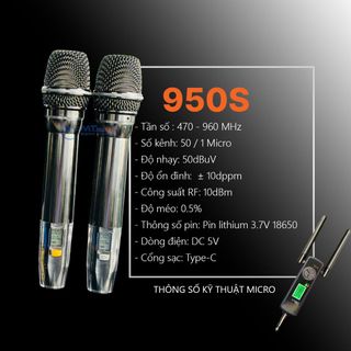 Micro JBL Cao Cấp 950S - Micro Karaoke Không Dây Đa Năng Sử Dụng Cho Tất Loại Loa Kéo, Vang, Amply Thiết Kế Mới Lạ Siêu Đẹp Bắt Sóng Xa Đến 100M Bảo Hành 12 Tháng