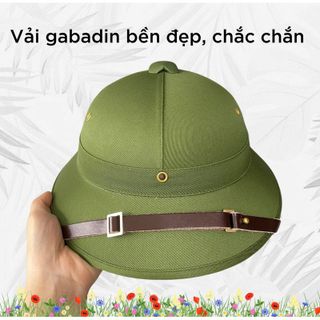 Mũ Cối Lòng Xanh ( Tặng Kèm Sao Mũ ), vải gabadin , quai da bò chắc chắn , bền màu đi nắng đi mưa thoải mái