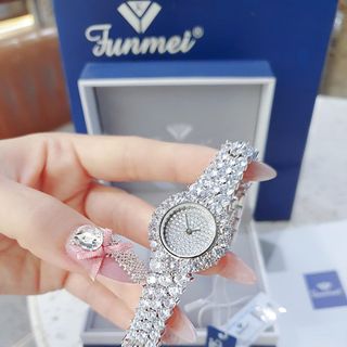 ĐỒNG HỒ NỮ CHÍNH HÃNG FUNMEI F00 FULL ĐÁ PHA LÊ ĐI KÈM TEM KÍCH HOẠT ĐIỆN TỬ BẢO HÀNH CHÍNH HÃNG