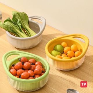 Hai Lớp Chậu Rửa Rau Củ Giỏ Xả Rau Chậu Rửa Hộ Gia Đình Nhà Bếp Đĩa Rửa Trái Cây Vật Dụng Nhà Bếp