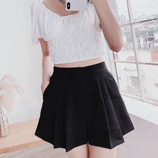 QUẦN GIẢ VÁY NỮ XẾP 2LY CẠP NỬA CHUN SAU CÓ KHOÁ 2 MÀU ĐEN TRẮNG SIÊU HÓT