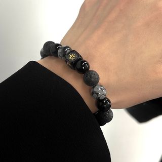 Vòng tay đá phong thủy đá mã não mix đá cẩm thạch mix đá núi lửa