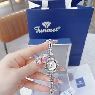 ĐỒNG HỒ NỮ CHÍNH HÃNG FUNMEI F2125 MẶT VUÔNG VIỀN PHA LÊ ĐI KÈM TEM KÍCH HOẠT ĐIỆN TỬ BẢO HÀNH CHÍNH HÃNG