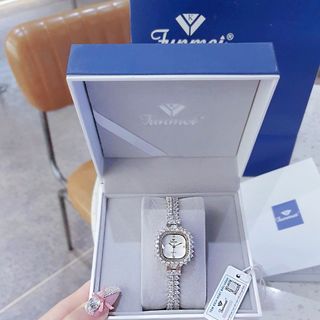 ĐỒNG HỒ NỮ CHÍNH HÃNG FUNMEI F2125 MẶT VUÔNG VIỀN PHA LÊ ĐI KÈM TEM KÍCH HOẠT ĐIỆN TỬ BẢO HÀNH CHÍNH HÃNG