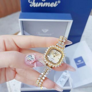 ĐỒNG HỒ NỮ CHÍNH HÃNG FUNMEI F2125 MẶT VUÔNG VIỀN PHA LÊ ĐI KÈM TEM KÍCH HOẠT ĐIỆN TỬ BẢO HÀNH CHÍNH HÃNG